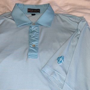 🐋 Peter Millar Summer Collection Blue and White Polo 🐋